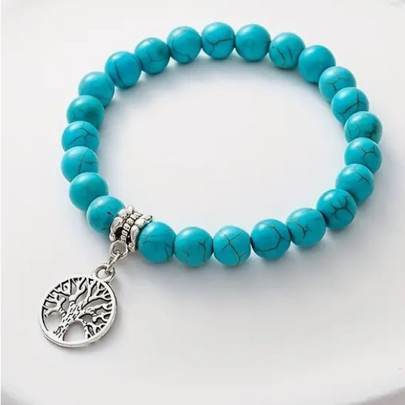 🎁4 for $50🎁 Boho turquoise tree of life pendant beaded bracelet - Picture 2 of 4